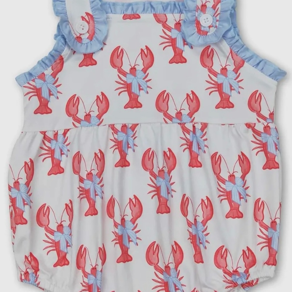 Lobster Print Kids Bodysuit - Red and Blue